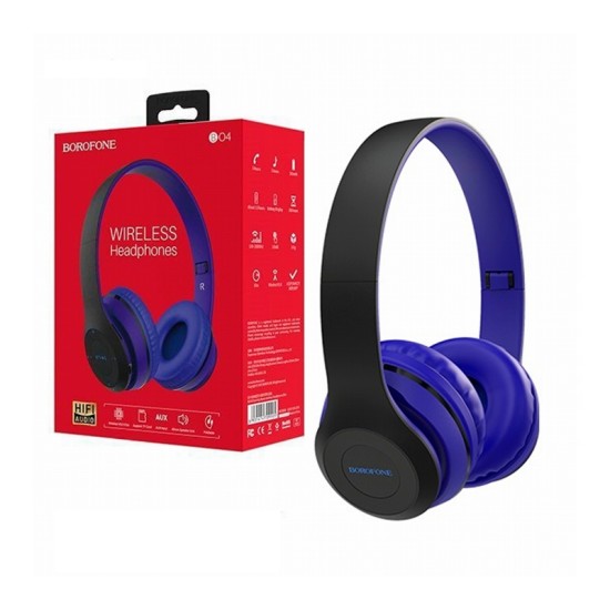 HEADPHONE BOROFONE BO4 WITH TF CARD FUNCTION, AUX PLAY MODE BLUE